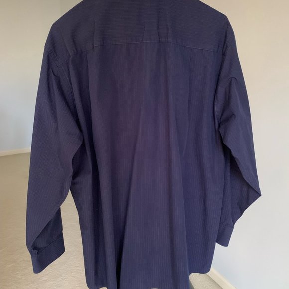 Calvin Klein, 16 1/2, 32/33", Navy with royal blue pinstripe shirt, 100% cotton - Picture 2 of 5